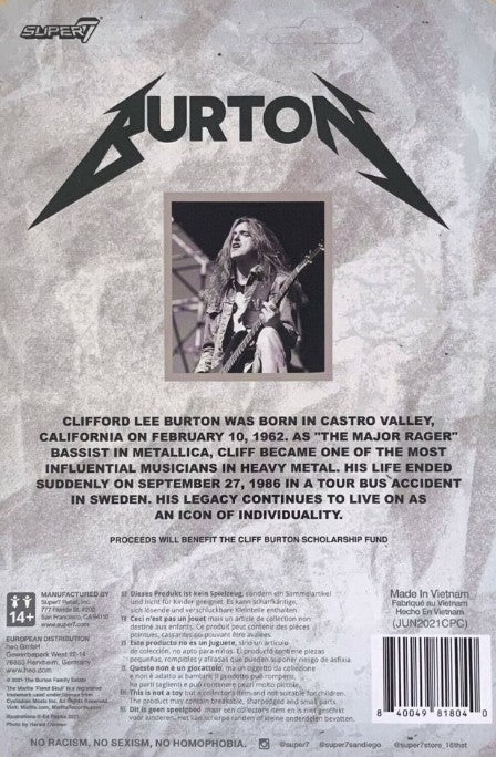 Cliff Burton ReAction Figure Cliff 'Em All Exclusive Super7