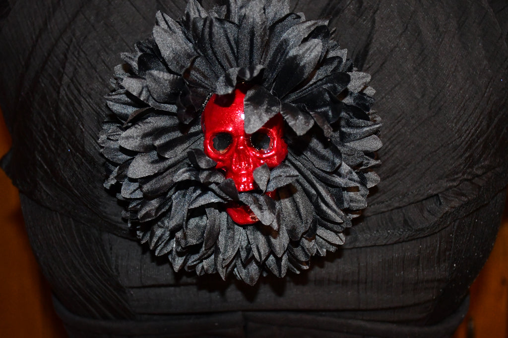 Skull Eating Flower Brooch