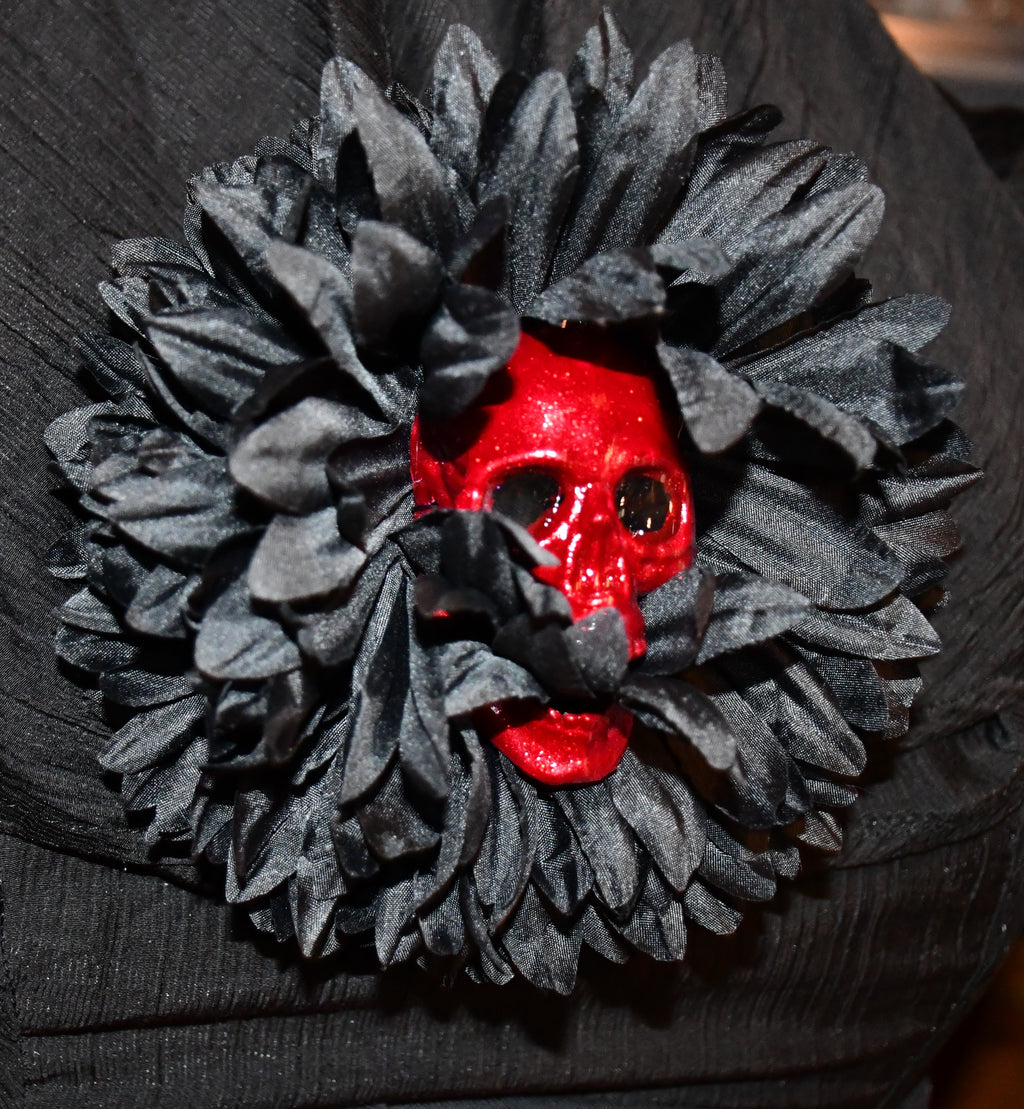 Skull Eating Flower Brooch